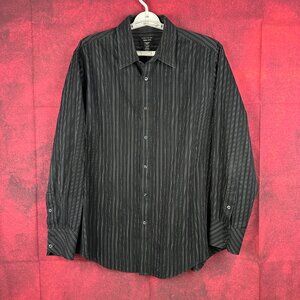 STRUCTURE PREMIUM WOVEN MEN'S LONG SLEEVE, BUTTON-UP VERTICAL STRIPES, SIZE XL